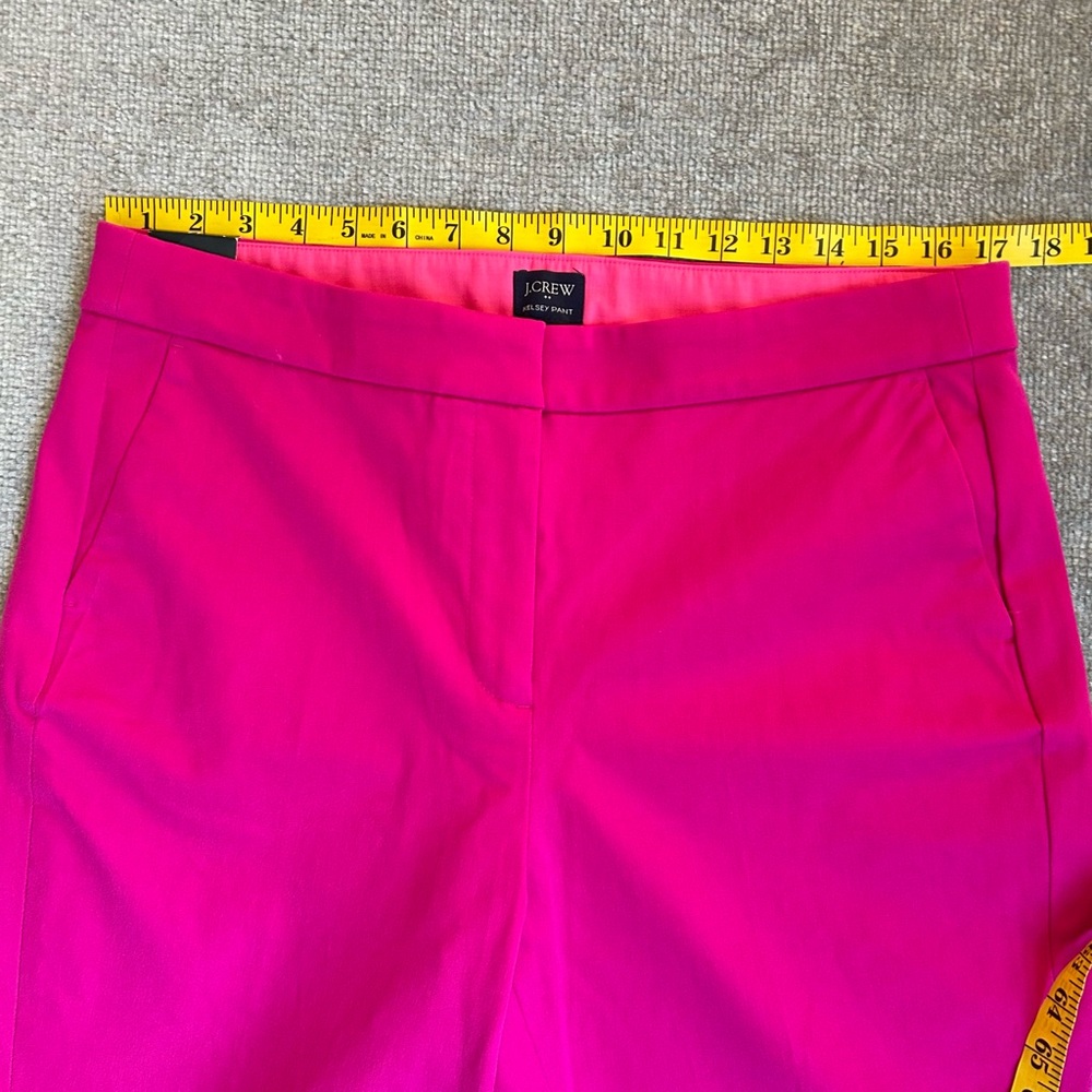 NWT J. Crew Factory Cotton-Blend Pink Kelsey Cropped Flare Pants, Size 14 - Picture 10 of 13